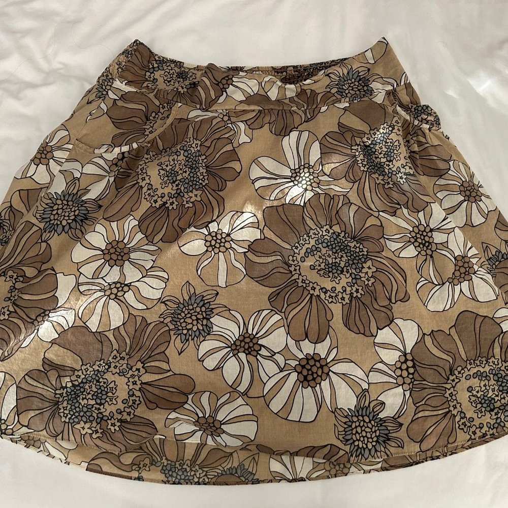 Mossimo Brown & White Flowered Skirt Size Medium